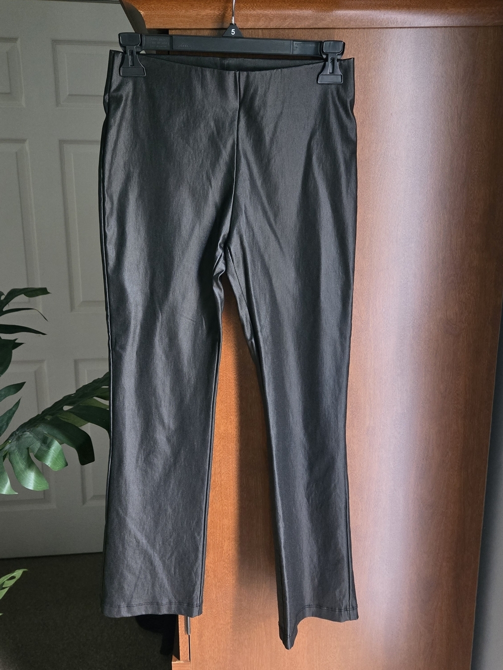 Altar'd State Black Faux Leather Straight-Leg Pants